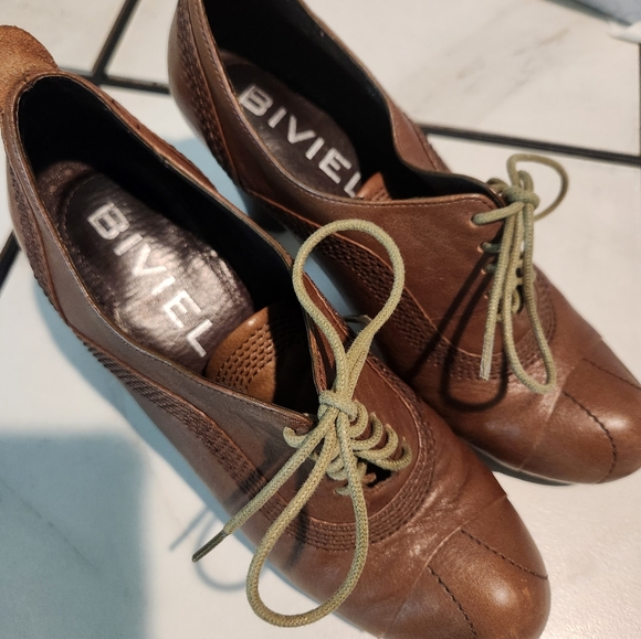 Biviel leather lace-up booties size 7 Brown 3-inch heels - Picture 9 of 10